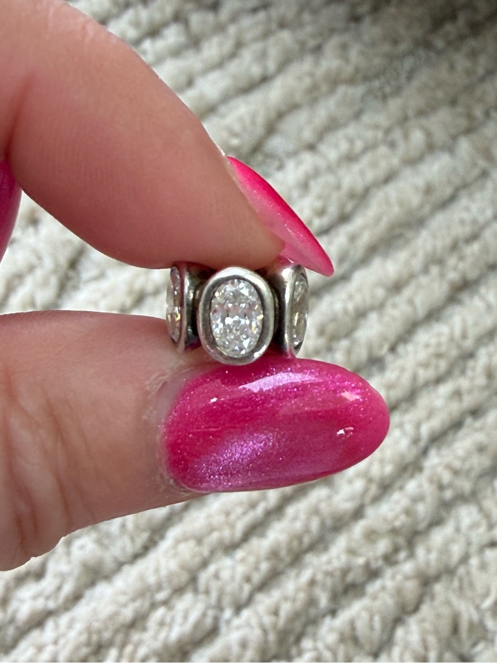 Pandora sterling Silver, Oval Cubic Zirconia charm